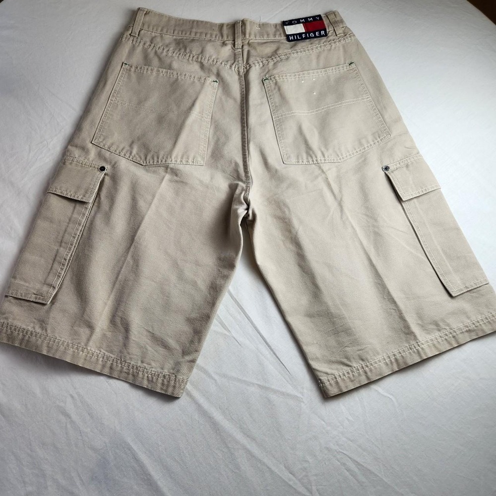 Tommy Hilfiger Tan Cargo Shorts Mens 34 Vintage Y2K Baggy Skater 90s Hip Hop